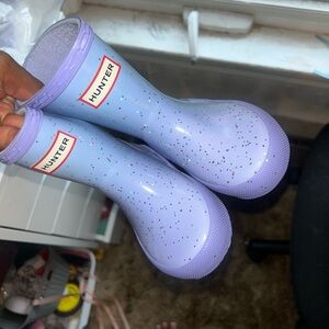 Hunter Kids' Lavender Glitter Rain Boots